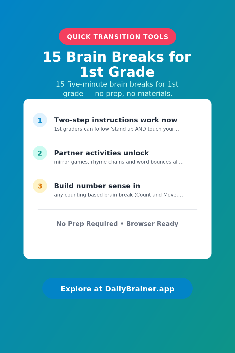 15 Brain Breaks for 1st Grade — Free Printable Brain Break Activity | DailyBrainer