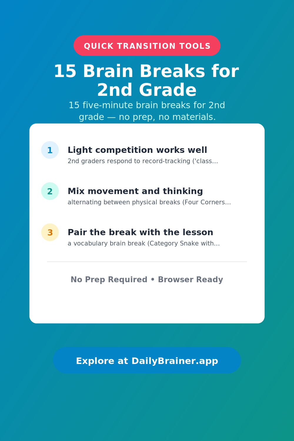15 Brain Breaks for 2nd Grade — Free Printable Brain Break Activity | DailyBrainer