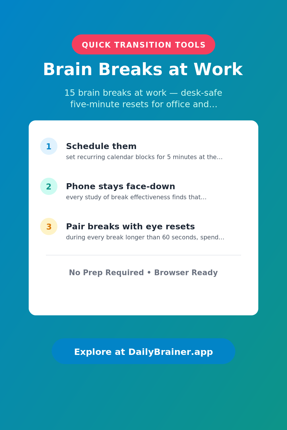 Brain Breaks at Work — Free Printable Brain Break Activity | DailyBrainer