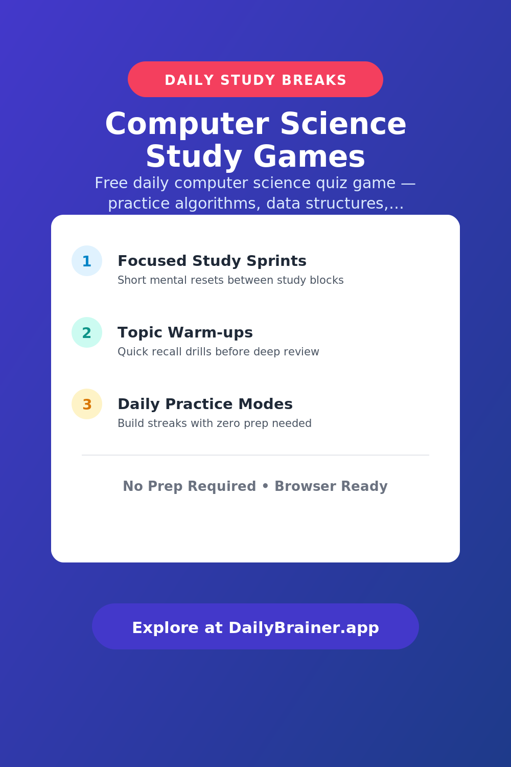 Computer Science Study Games — Free Printable Brain Break Activity | DailyBrainer