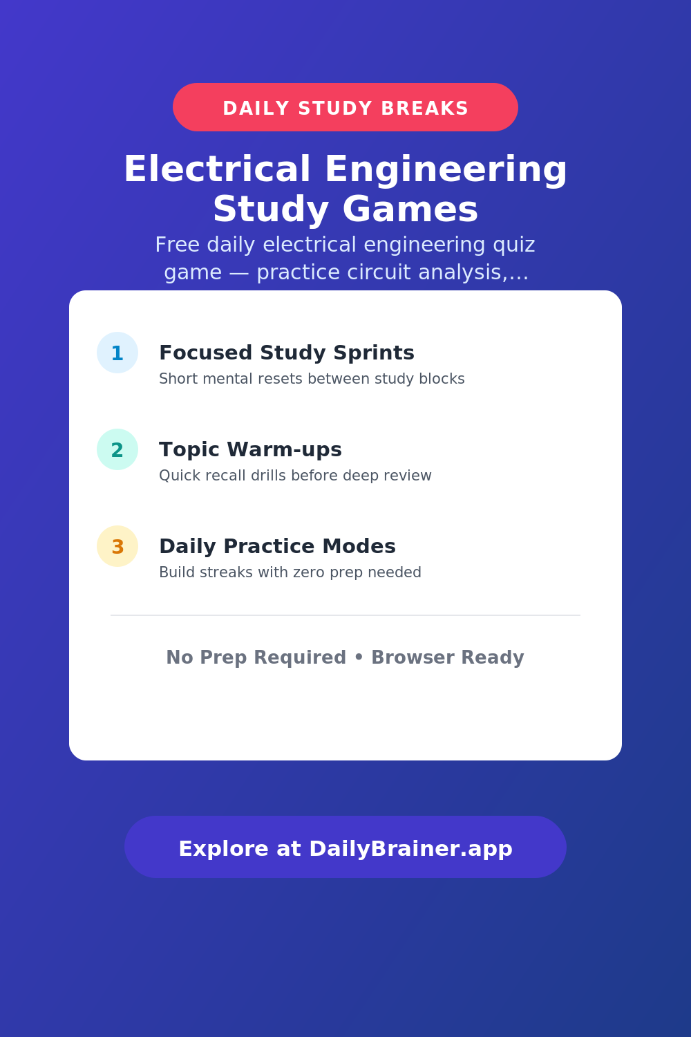 Electrical Engineering Study Games — Free Printable Brain Break Activity | DailyBrainer