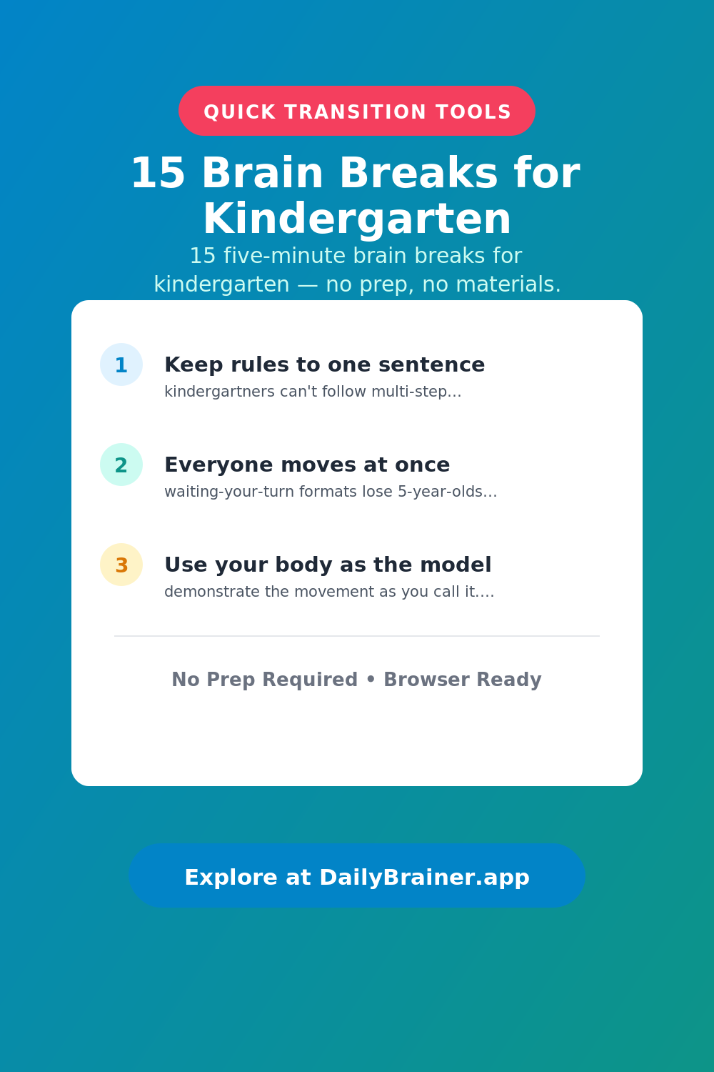 15 Brain Breaks for Kindergarten — Free Printable Brain Break Activity | DailyBrainer