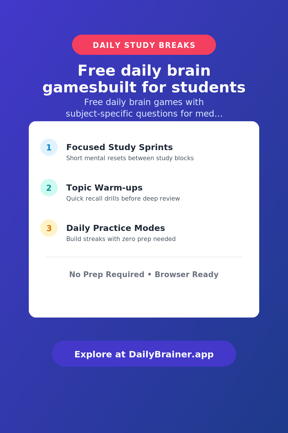 Free daily brain gamesbuilt for students — Free Printable Brain Break Activity | DailyBrainer
