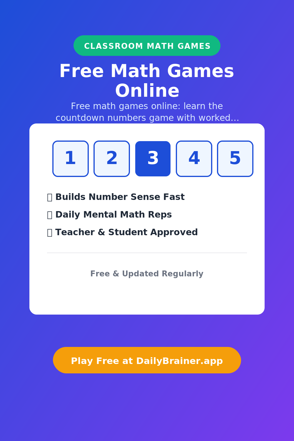 Free Math Games Online — Free Printable Word Puzzle | DailyBrainer